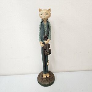 VINTAGE 1992 JIM SHORE PENCIL CAT HOLDING VIOLIN‎